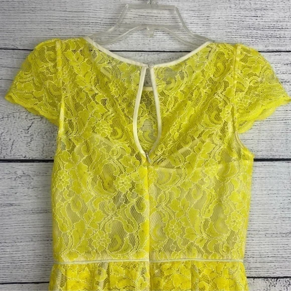 Abs Allen Schwartz Yellow Spring Summer Lace Garden Party Dress Size 2 - Picture 5 of 10